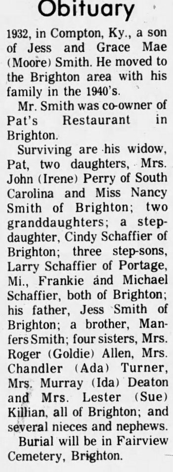 Pats Restaurant - May 15 1974 Edgar Cartier Passes Away (newer photo)